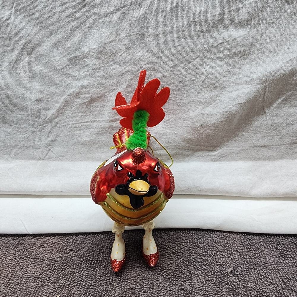 Blown Glass Cardinal Christmas Ornament eccentric  b34